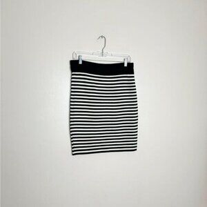 Black/Cream Escada Striped Wool Skirt Size 36 (6/S) EUC